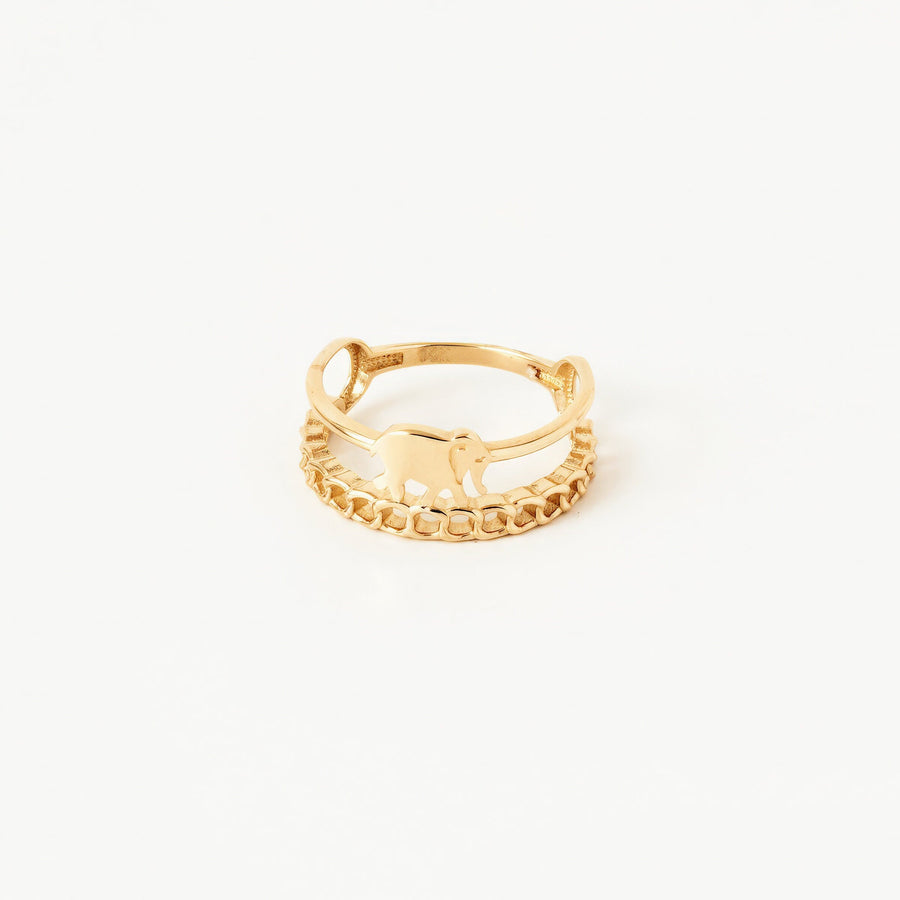 Elephant Band Ring In Gold Material