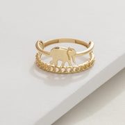 Elephant Band Ring In Gold Material