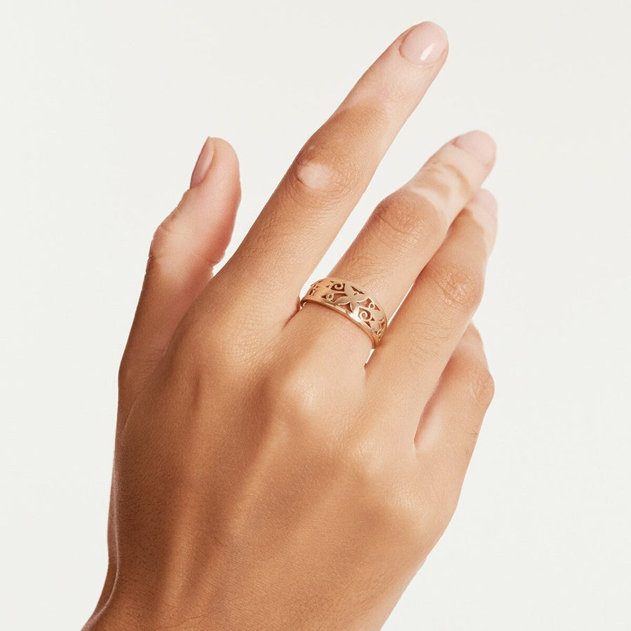 Flower Band Ring Gold Material