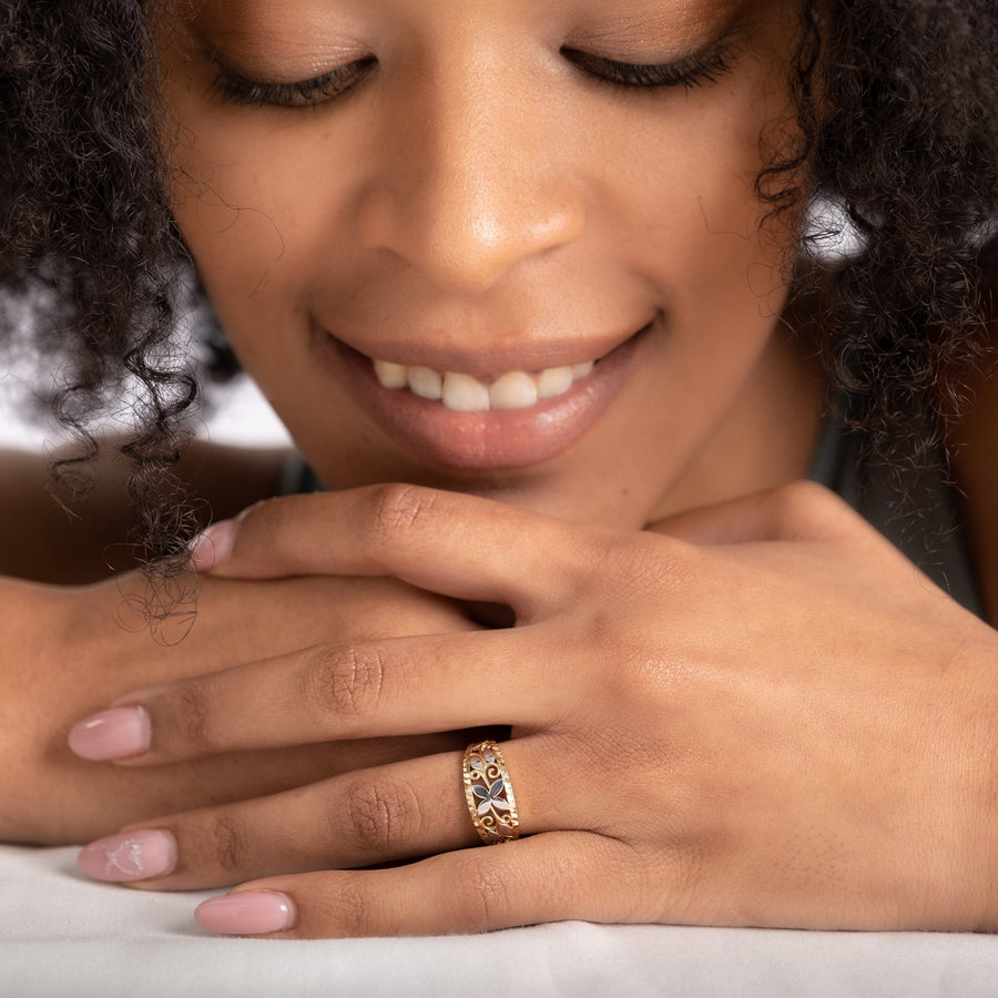 Flower Band Ring Gold Material