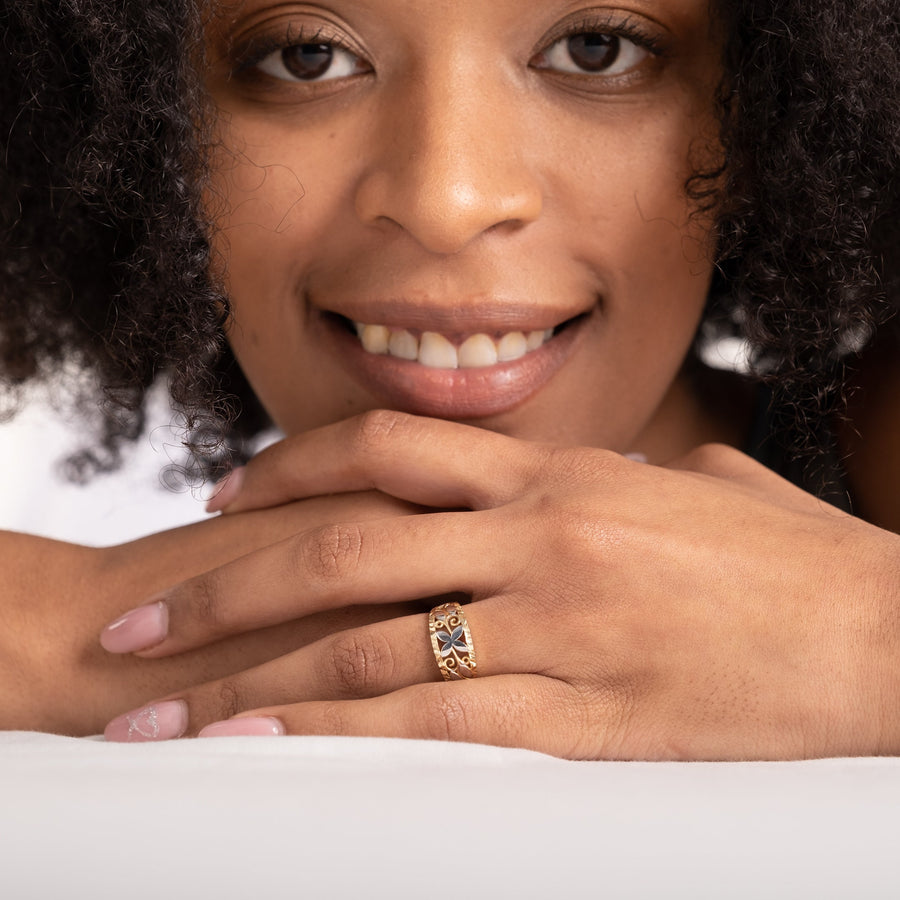 Flower Band Ring Gold Material