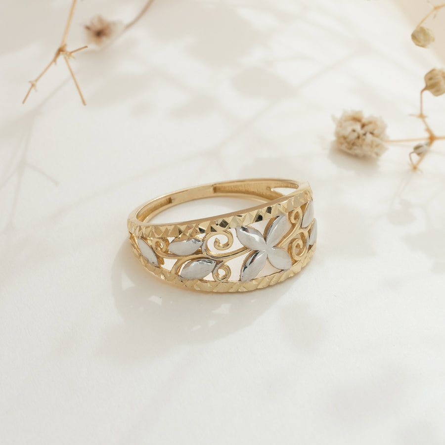Flower Band Ring Gold Material